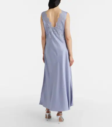 Rixo Lysandra lace-trimmed satin maxi dress | Thumbnail 4