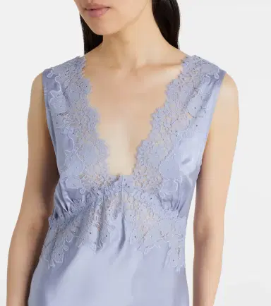Rixo Lysandra lace-trimmed satin maxi dress | Thumbnail 5