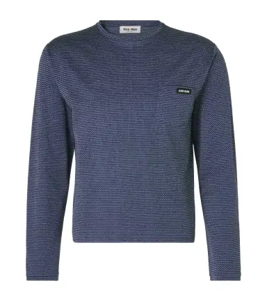 Miu Miu Striped cotton jersey jacquard T-shirt | Thumbnail 1