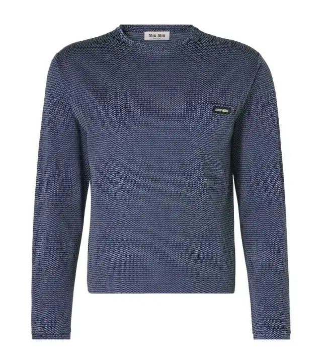 Striped cotton jersey jacquard T-shirt