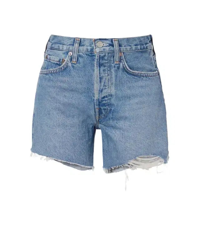 Agolde Parker Long distressed denim shorts