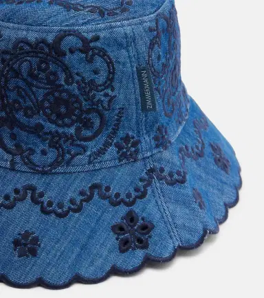 Zimmermann Embroidered denim bucket hat | Thumbnail 3