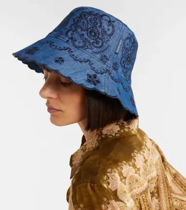 Zimmermann Embroidered denim bucket hat | Thumbnail 4