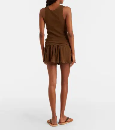Miu Miu Lace-trimmed pointelle cotton miniskirt | Thumbnail 5