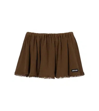 Miu Miu Lace-trimmed pointelle cotton miniskirt | Thumbnail 1