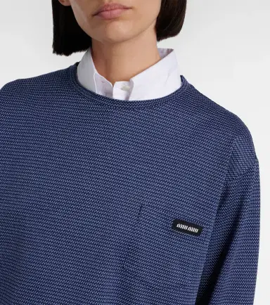 Miu Miu Striped jacquard cotton jersey T-shirt | Thumbnail 3 Miu Miu Striped jacquard cotton jersey T-shirt | Thumbnail 3