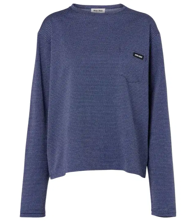 Striped jacquard cotton jersey T-shirt