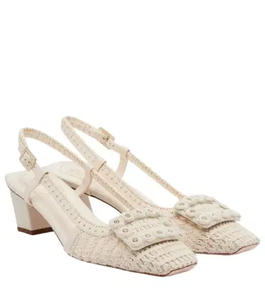 Roger Vivier Belle Vivier crochet and leather slingback pumps | Thumbnail 1 Roger Vivier Belle Vivier crochet and leather slingback pumps | Thumbnail 1