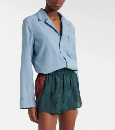 Saint Laurent Colorblocked taffeta shorts | Thumbnail 2 Saint Laurent Colorblocked taffeta shorts | Thumbnail 2