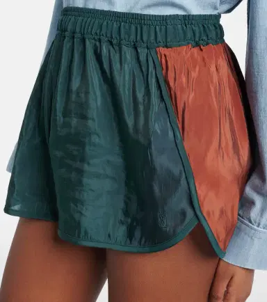 Saint Laurent Colorblocked taffeta shorts | Thumbnail 3 Saint Laurent Colorblocked taffeta shorts | Thumbnail 3