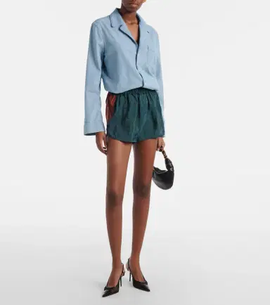Saint Laurent Colorblocked taffeta shorts | Thumbnail 4 Saint Laurent Colorblocked taffeta shorts | Thumbnail 4