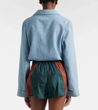 Saint Laurent Colorblocked taffeta shorts | Thumbnail 6 Saint Laurent Colorblocked taffeta shorts | Thumbnail 6