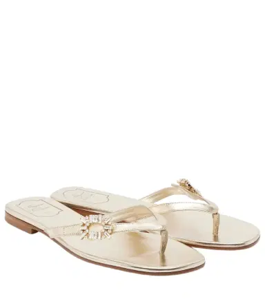 Roger Vivier Embellished metallic leather thong sandals | Thumbnail 1 Roger Vivier Embellished metallic leather thong sandals | Thumbnail 1