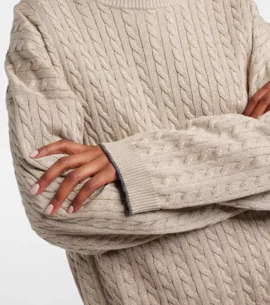 Brunello Cucinelli Cable-knit cotton-blend sweater | Thumbnail 3