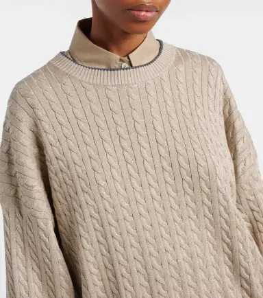 Brunello Cucinelli Cable-knit cotton-blend sweater | Thumbnail 5