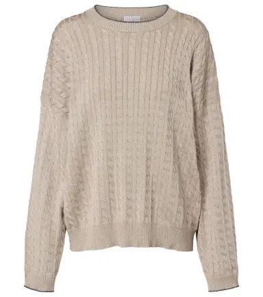Brunello Cucinelli Cable-knit cotton-blend sweater | Thumbnail 1