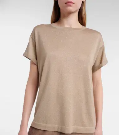 Brunello Cucinelli Lurex cashmere and silk-blend T-shirt | Thumbnail 2
