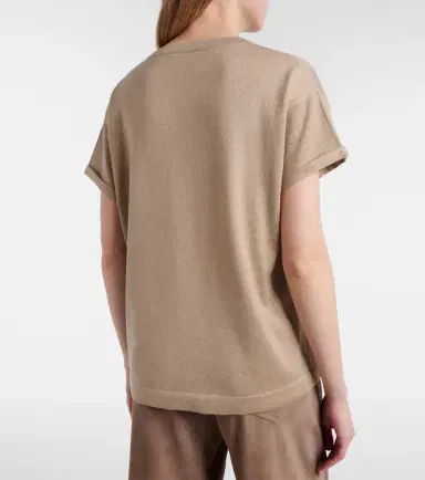 Brunello Cucinelli Lurex cashmere and silk-blend T-shirt | Thumbnail 4