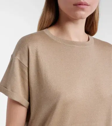 Brunello Cucinelli Lurex cashmere and silk-blend T-shirt | Thumbnail 5