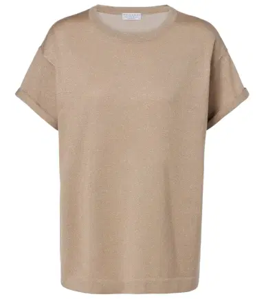 Brunello Cucinelli Lurex cashmere and silk-blend T-shirt | Thumbnail 1