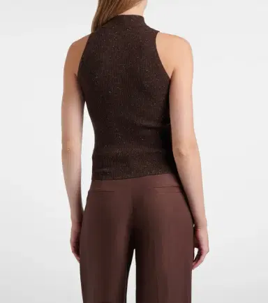 Brunello Cucinelli Ribbed-knit lamé top | Thumbnail 4