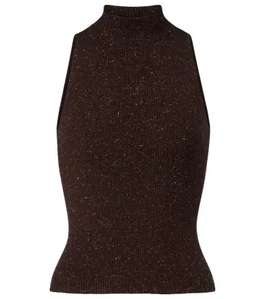 Brunello Cucinelli Ribbed-knit lamé top | Thumbnail 1