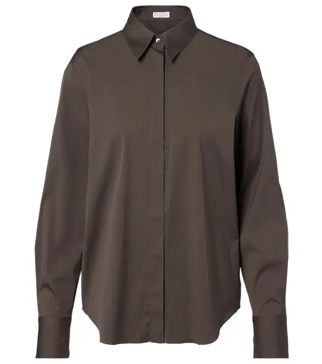 Brunello Cucinelli Monili cotton-blend poplin blouse