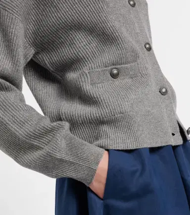 Brunello Cucinelli Cashmere-blend lamé cardigan | Thumbnail 3