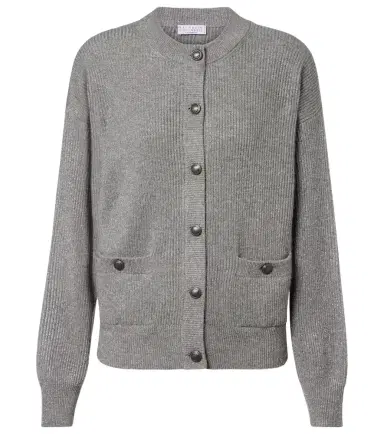 Brunello Cucinelli Cashmere-blend lamé cardigan | Thumbnail 1