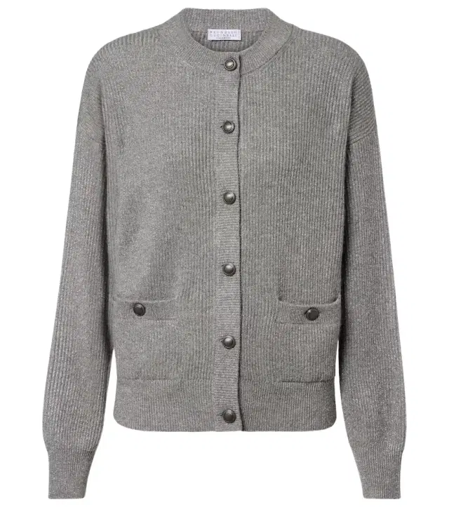 Brunello Cucinelli Cashmere-blend lamé cardigan