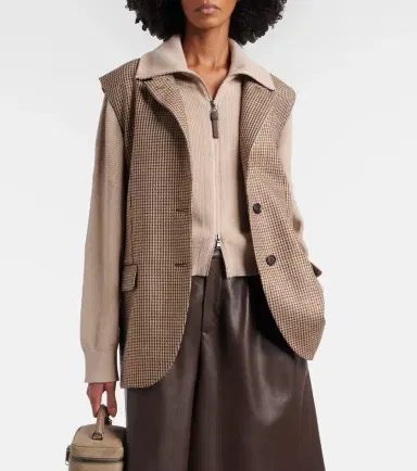 Brunello Cucinelli Houndstooth wool-blend vest | Thumbnail 4 Brunello Cucinelli Houndstooth wool-blend vest | Thumbnail 4