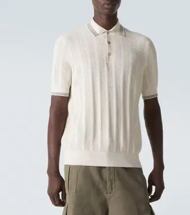 Brunello Cucinelli Ribbed-knit cotton polo shirt | Thumbnail 2