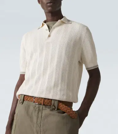 Brunello Cucinelli Ribbed-knit cotton polo shirt | Thumbnail 5
