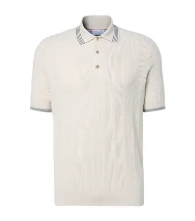 Brunello Cucinelli Ribbed-knit cotton polo shirt | Thumbnail 1