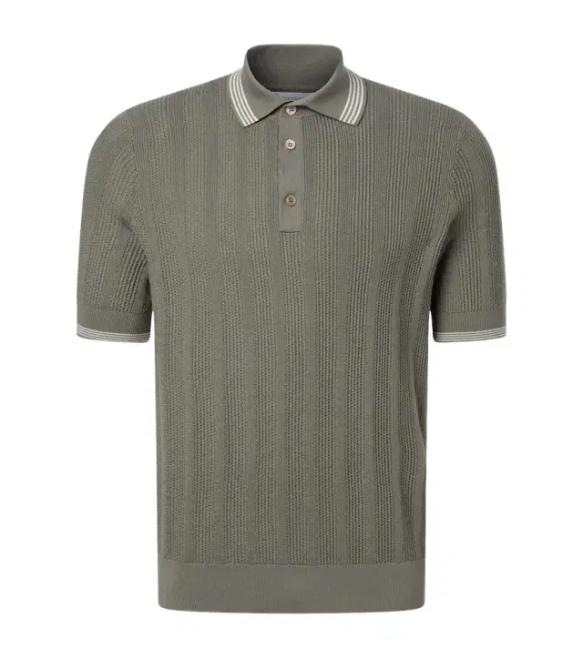 Brunello Cucinelli Ribbed-knit cotton polo shirt