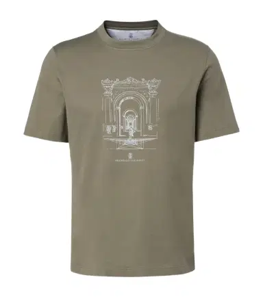 Brunello Cucinelli Printed cotton jersey T-shirt | Thumbnail 1