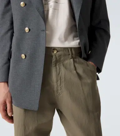 Brunello Cucinelli Cotton and linen straight pants | Thumbnail 4 Brunello Cucinelli Cotton and linen straight pants | Thumbnail 4
