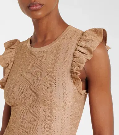 Zimmermann Aster ruffled pointelle lamé top | Thumbnail 2 Zimmermann Aster ruffled pointelle lamé top | Thumbnail 2