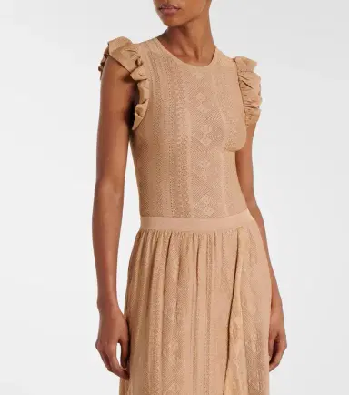 Zimmermann Aster ruffled pointelle lamé top | Thumbnail 3 Zimmermann Aster ruffled pointelle lamé top | Thumbnail 3
