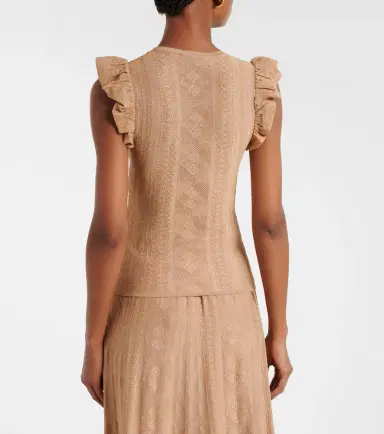 Zimmermann Aster ruffled pointelle lamé top | Thumbnail 5 Zimmermann Aster ruffled pointelle lamé top | Thumbnail 5