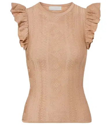 Zimmermann Aster ruffled pointelle lamé top | Thumbnail 1 Zimmermann Aster ruffled pointelle lamé top | Thumbnail 1
