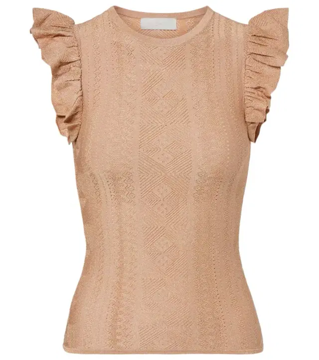 Zimmermann Aster ruffled pointelle lamé top