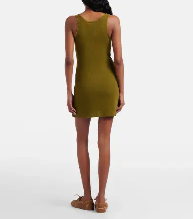 Miu Miu Lace-trimmed pointelle cotton minidress | Thumbnail 2
