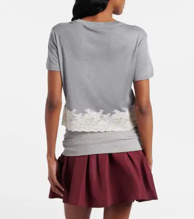 Miu Miu Lace-trimmed silk jersey crop top | Thumbnail 3