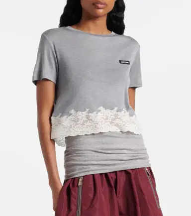 Miu Miu Lace-trimmed silk jersey crop top | Thumbnail 4
