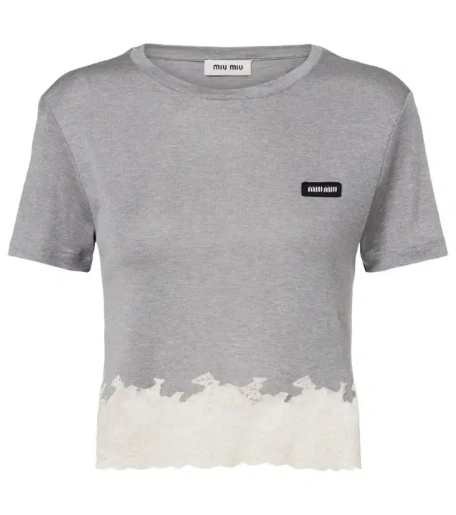 Miu Miu Lace-trimmed silk jersey crop top