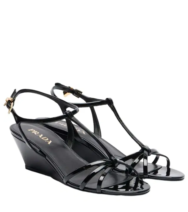 Prada Patent leather wedge sandals