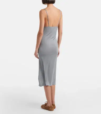 Miu Miu Lace-trimmed silk jersey midi dress | Thumbnail 4