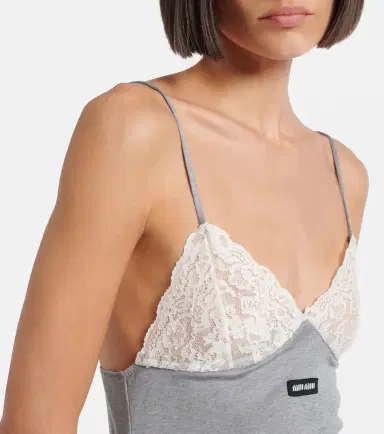 Miu Miu Lace-trimmed silk jersey midi dress | Thumbnail 5