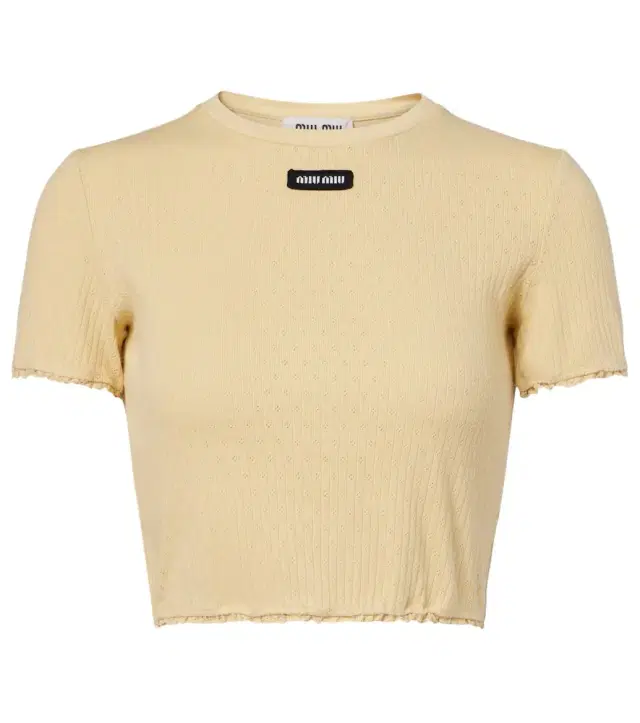 Lace-trimmed pointelle cotton crop top